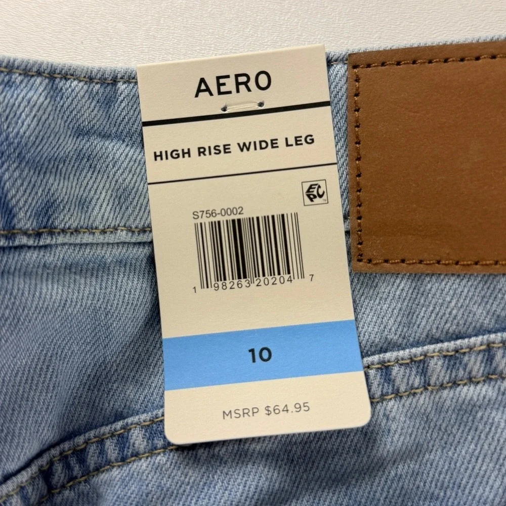 Aeropostale High Rise Wide Leg Jeans Medium Wash Blue Denim Womens 10 156921 NEW
